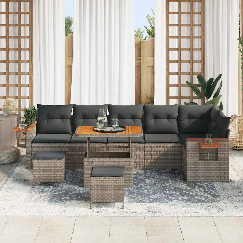 Set Divano da Giardino con cuscino 11 pcs Grigio polyrattan 3365148