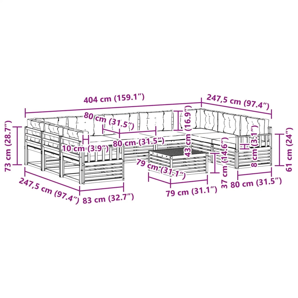Set di divani da esterno 10 pcs Grigio Naturale e Chiaro 3374161