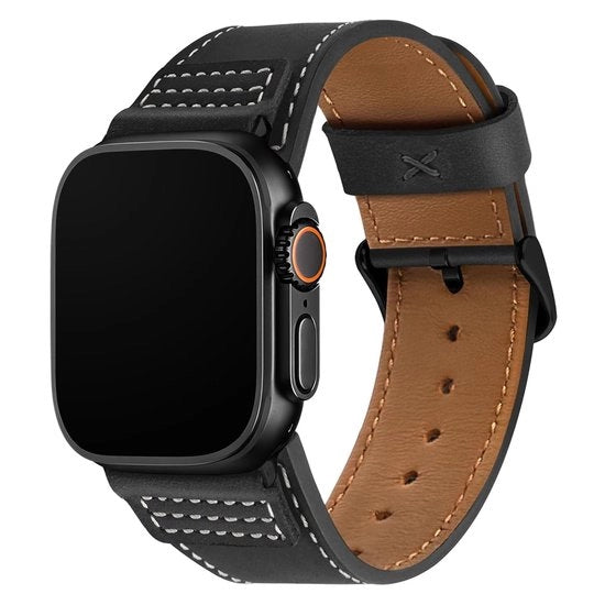 Orologio da polso a doppia cinta in design - Materiale in pelle vera - Adatto a entrambi i sessi - Compatibile con iWatch - Fermo in acciaio inossidabile - Pelle morbida