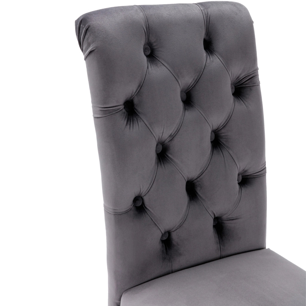 SEDIA da pranzo set da 4 pezzi in velluto grigio con gambe in quercia