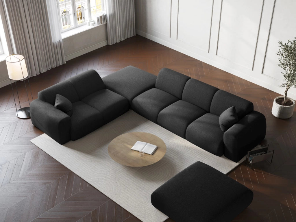 Cosmopolitan Design - Divano angolare sinistro "Nolio" 4 posti in ciniglia nero 