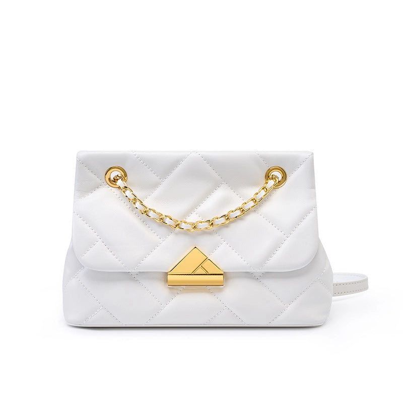 Borsa a tracolla piccola da donna in vera pelle, modello hobo, bianca.