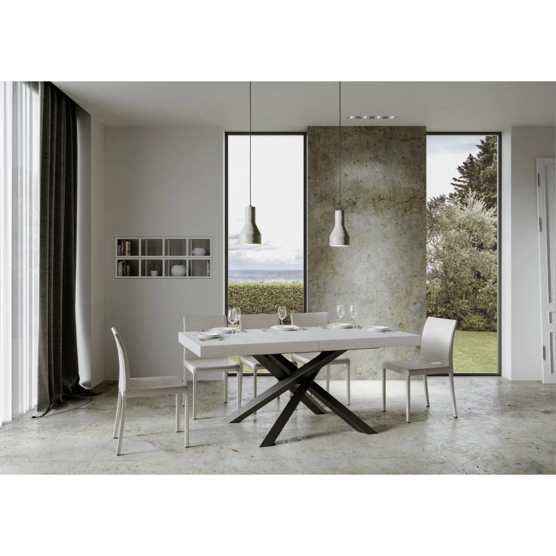 Tavolo allungabile 90x160/264 cm Volantis Premium telaio Antracite - Bianco Frassino