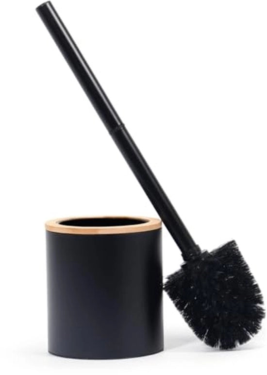 Set di spazzole per il water e per il bagno in legno, spazzola per il water in acciaio inossidabile, set di spazzole per il water e holder, insieme per la pulizia del bagno, set di spazzole, holder per spazzola per il water, spazzola per il water nera