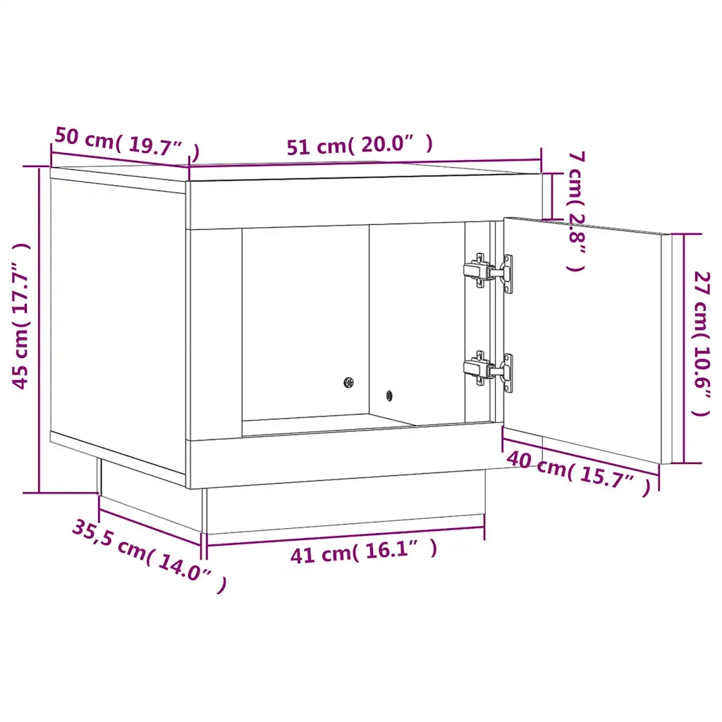 Tavolino Salotto Bianco Lucido 51x50x45 cm in Legno Multistrato 811805