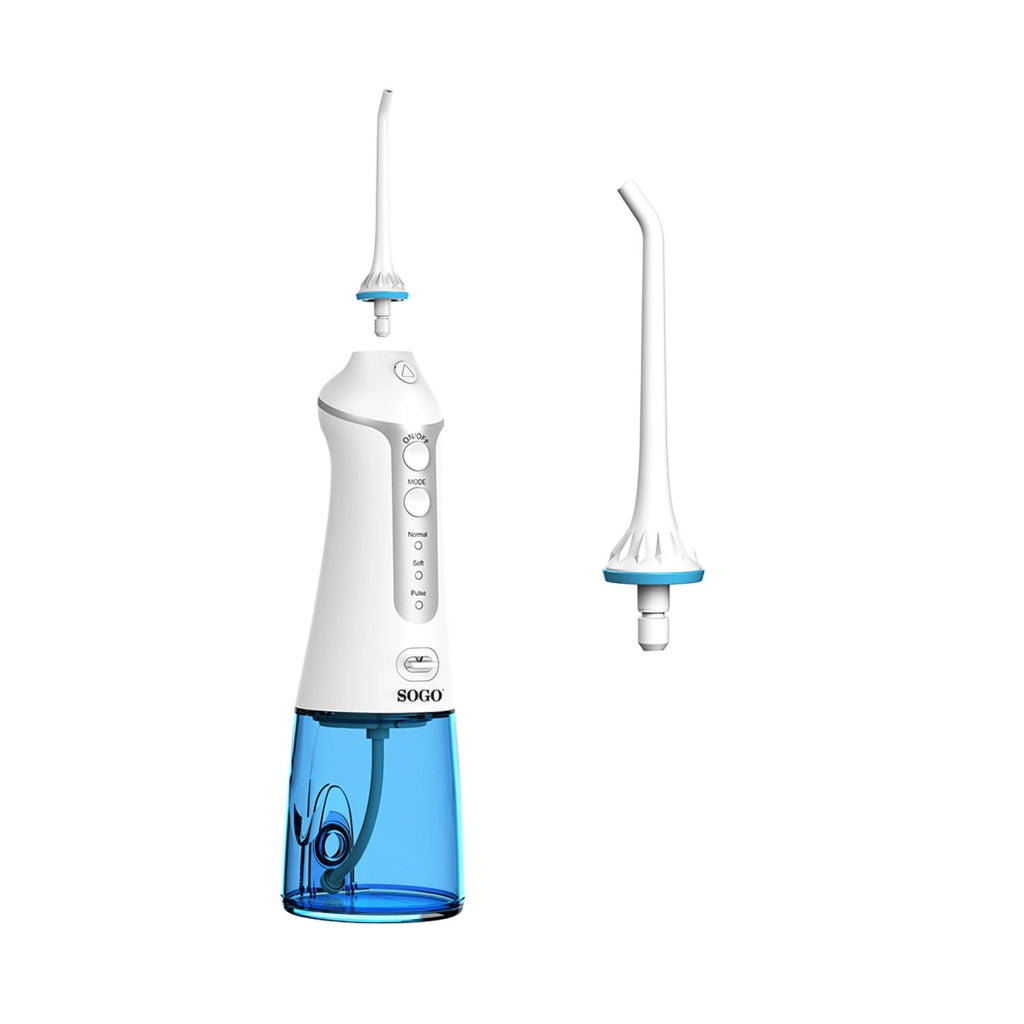 Idropulsore dentale portatile ricaricabile 300ml con 3 modalità e rotazione 360°, impermeabile IPX7 per pulizia orale - Sogo