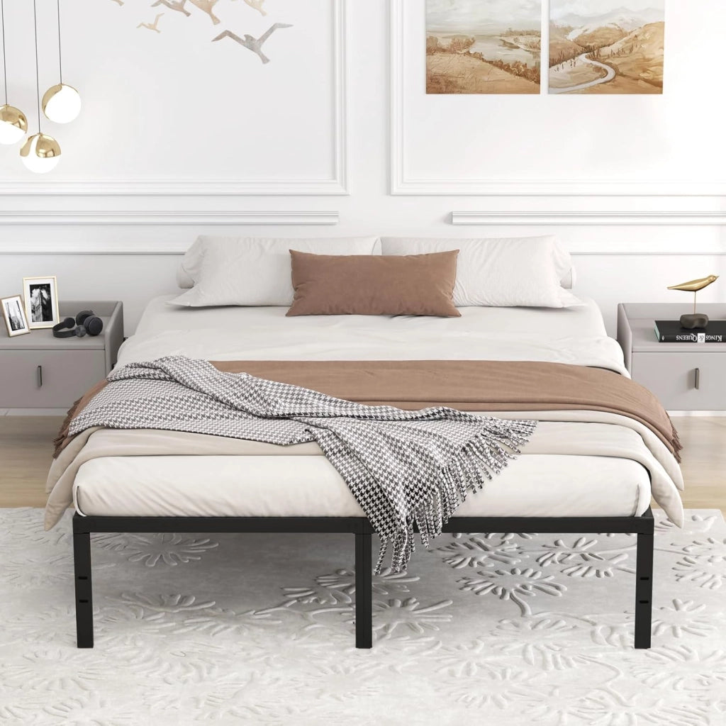 Telaio letto 160 x 200 cm, letto in metallo con rete a doghe, letto matrimoniale in metallo, spazio sotto il letto, letto per ragazzi moderno, piattaforma
