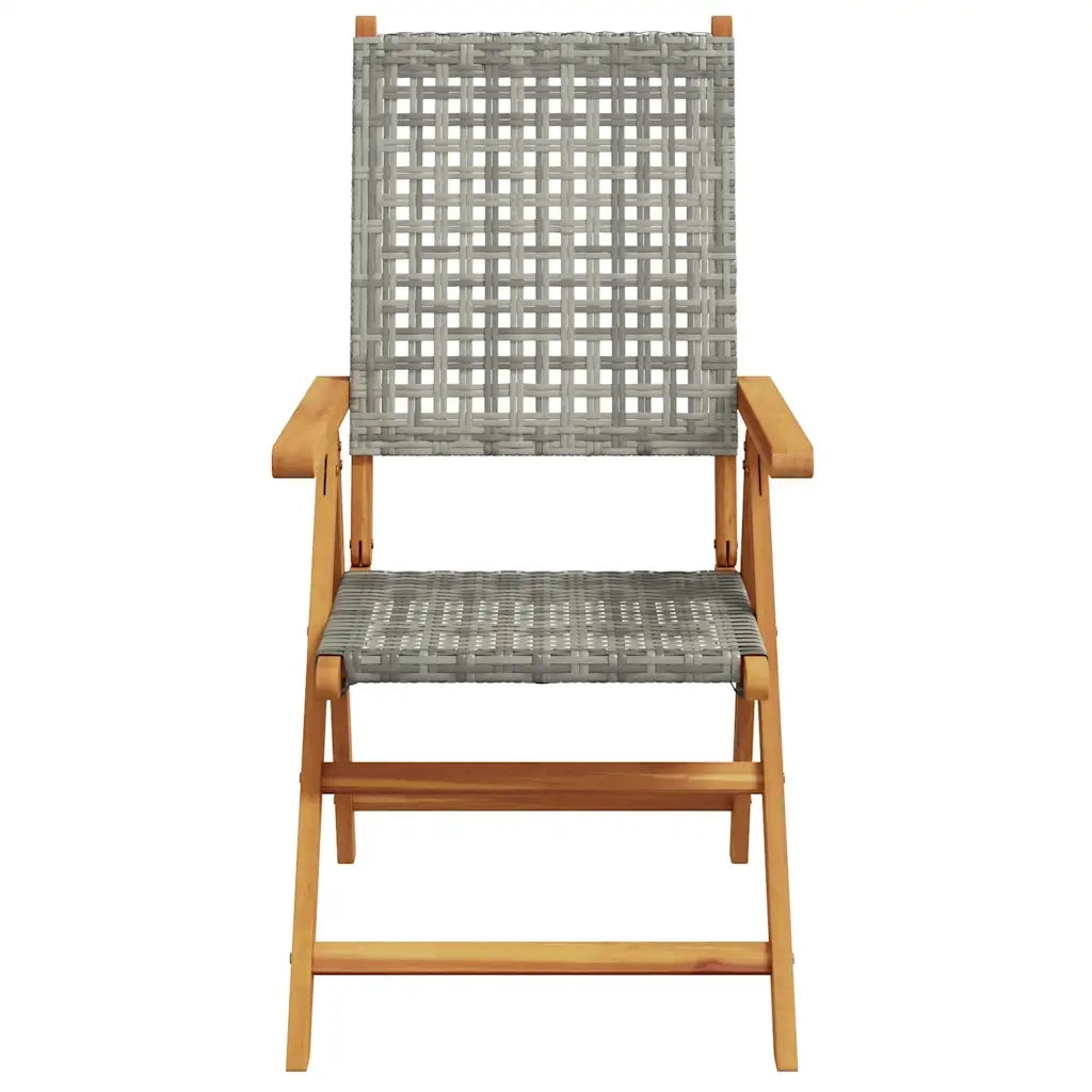 Set Pranzo da Giardino 7 pz Grigio Polyrattan e Legno Massello