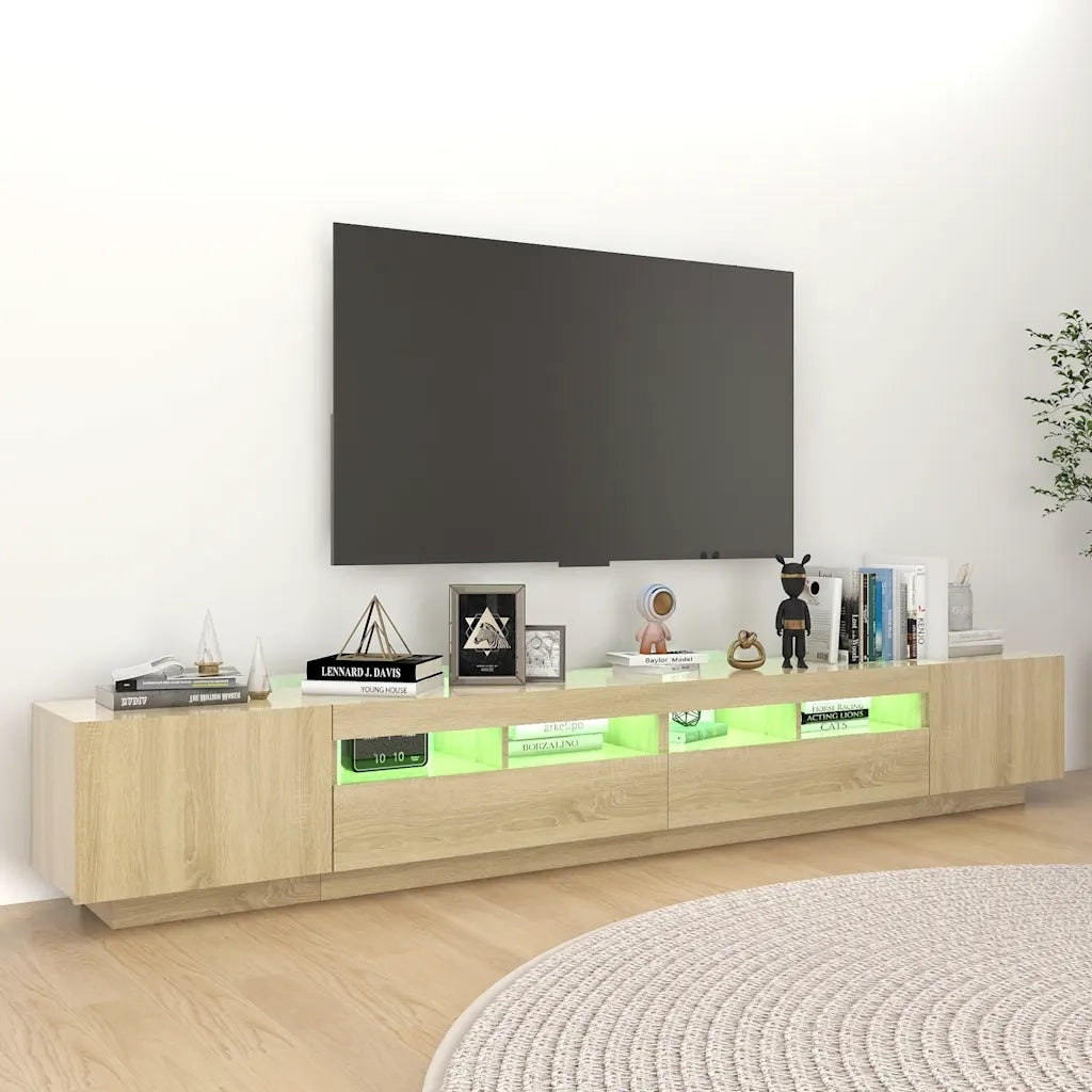Mobile Porta TV con Luci LED Rovere Sonoma 260x35x40 cm cod mxl 13533