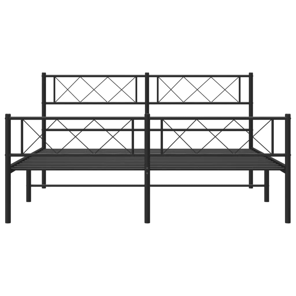 Giroletto con Testiera e Pediera Metallo Nero 140x190 cm