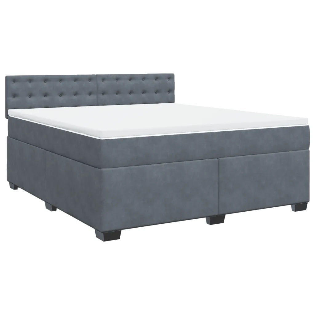 Giroletto a Molle con Materasso Grigio Scuro 180x200 cm Velluto
