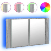 Armadietto a Specchio | Armadio da bagno con LED Grigio Sonoma 80x12x45cm Acrilico