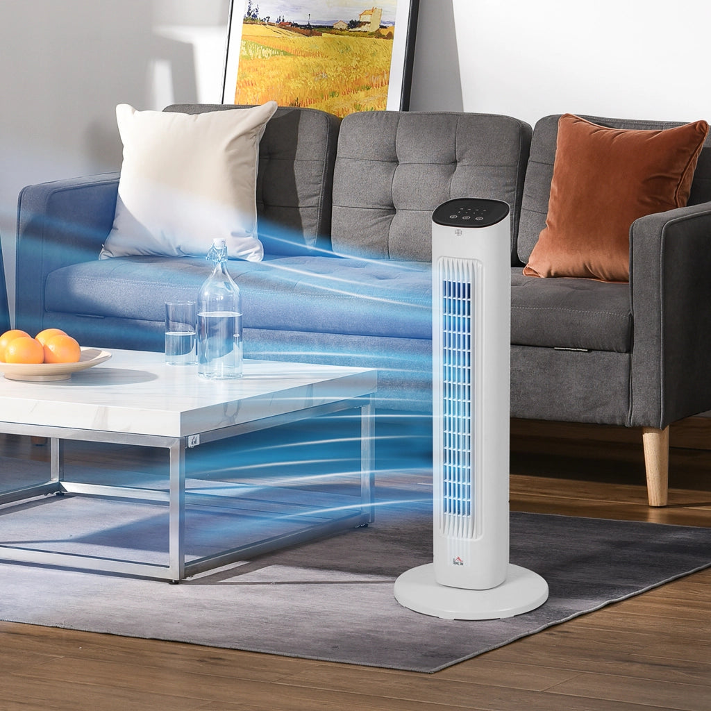 Ventilatore a Colonna con Telecomando e 3 Velocit¨¤, Timer 15 Ore, Oscillazione e Modalit¨¤ Notte, Bianco