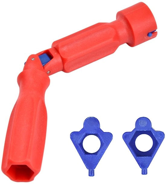 Chiave universale per toilette, 20cm Chiave per riparazioni di toilette, Chiave in plastica per installazioni di toilette, Chiave per copriwater (Rosso)