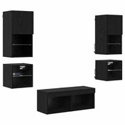 Unit¨¤ per TV a Muro 8 pz | Armadietto TV | Mobile Porta TV Rovere Nero Legno multistrato