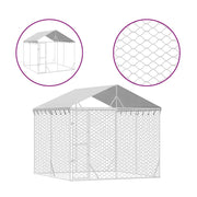 Cuccia/gabbia/recinto/zaino per animali da esterno con tetto argentato 3 x 3 x 2,5 m Argento 02_0041899