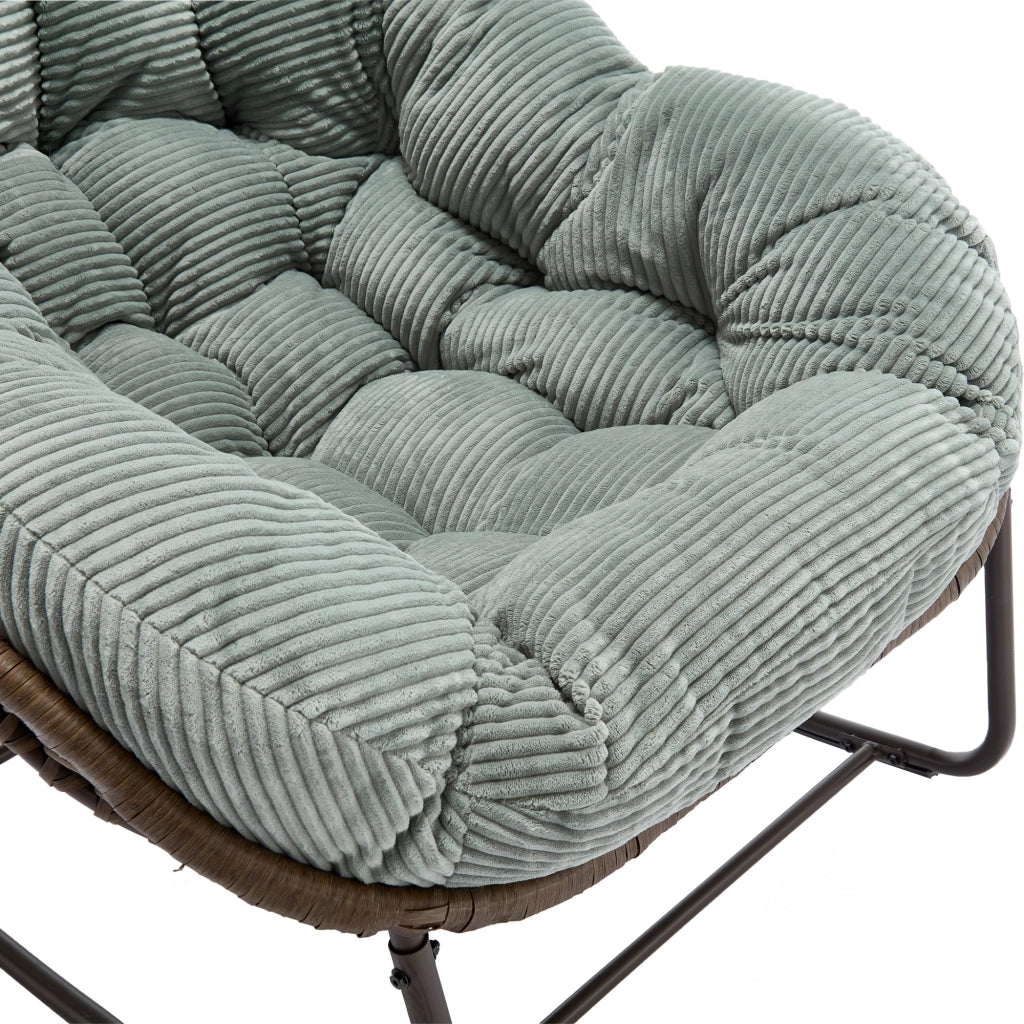 SEDIA A DONDOLO OUTDOOR 78x106x90 cm Verde in rattan sintetico e acciaio con cuscino