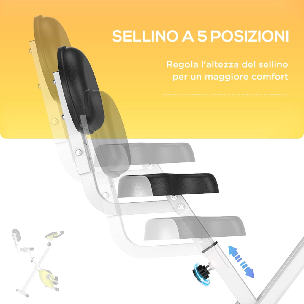 Cyclette Pieghevole da Casa Magnetica con Schermo LCD ¨C zephmum ¨C Giallo 43x97x109cm