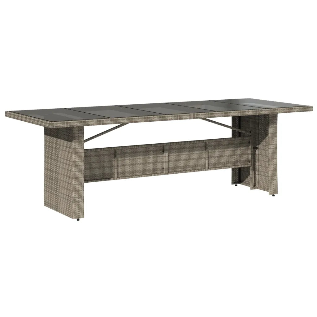 Tavolo da Giardino Piano in Vetro Grigio 240x90x75cm Polyrattan 365599