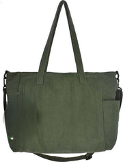 Borsa Corduroy Verde - Con Cerniera e Taschino - Stile Retro