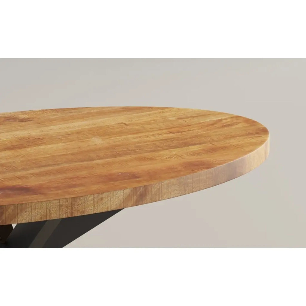 Tavolino MADEIRO - Forma ovale - Marrone legno e metallo - Stile contemporaneo