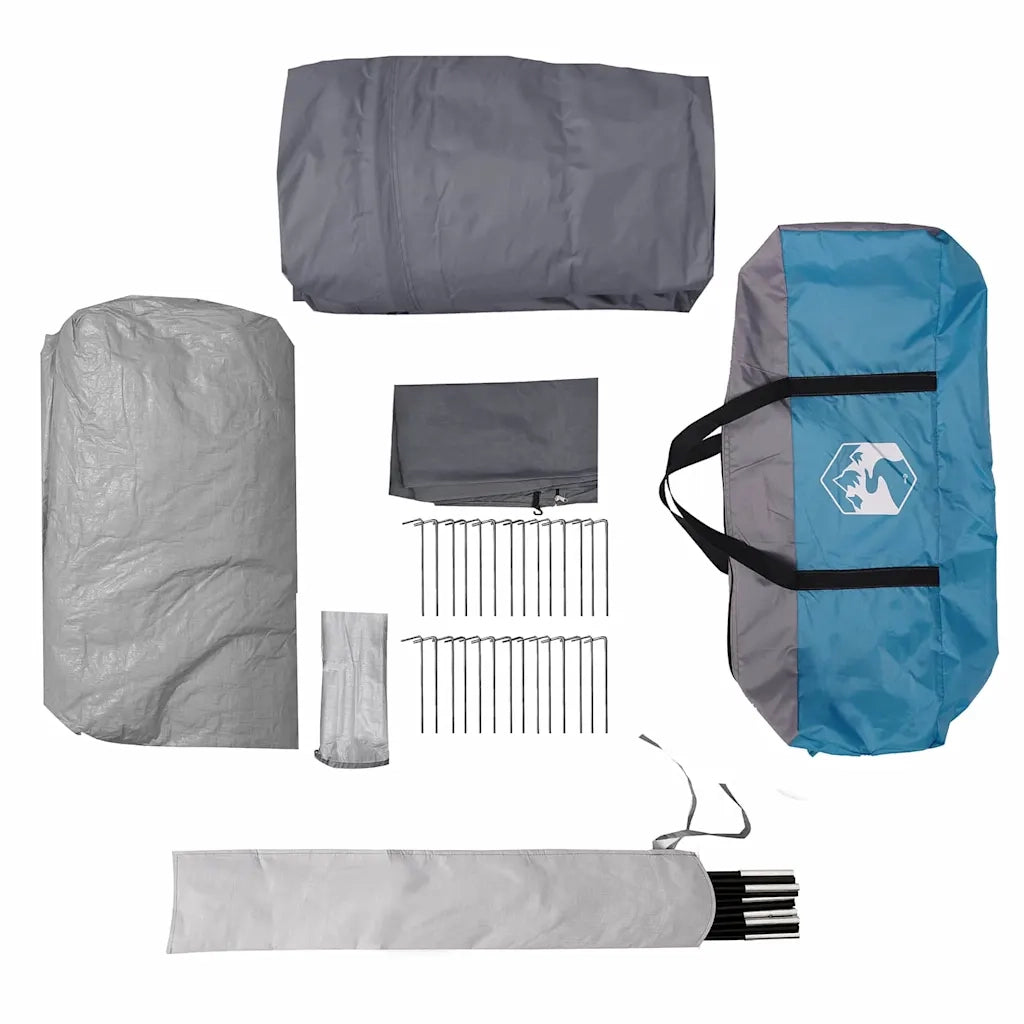 Tenda Tunnel 6-Persone Blu e Grigio 890 x 470 x 220 cm