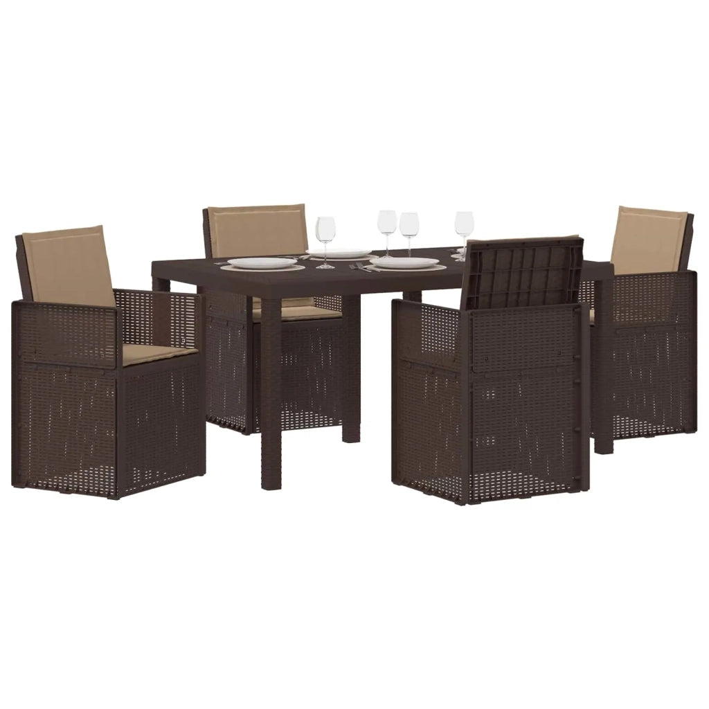 Set da Pranzo per Giardino 5 pcs Marrone e Tortora PP 3430061