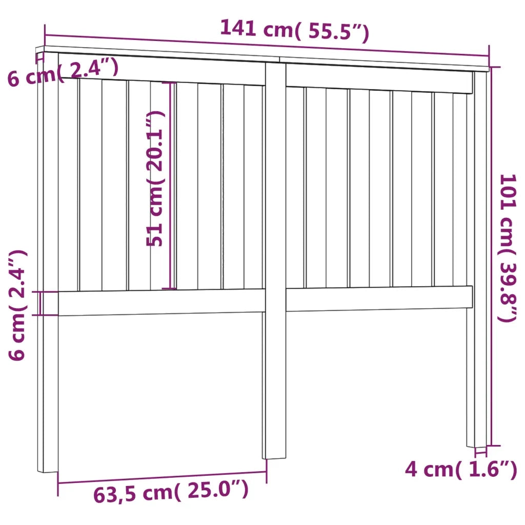 Testiera | Testata per Letto 141x6x101 cm in Legno Massello di Pino