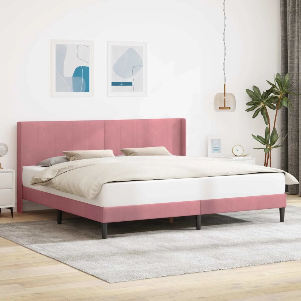 Struttura del letto con testiera Rosa 200 x 200 cm Velluto 42027530