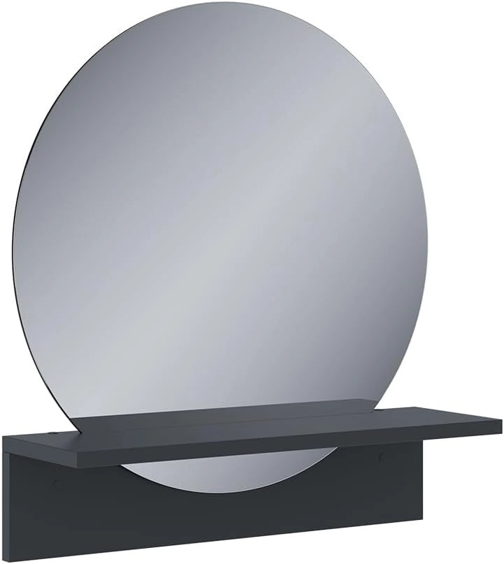 Specchio bagno Elyra, Nero, 50 x 54.5 cm con ripiano, adatto al montaggio a parete per l'uso quotidiano