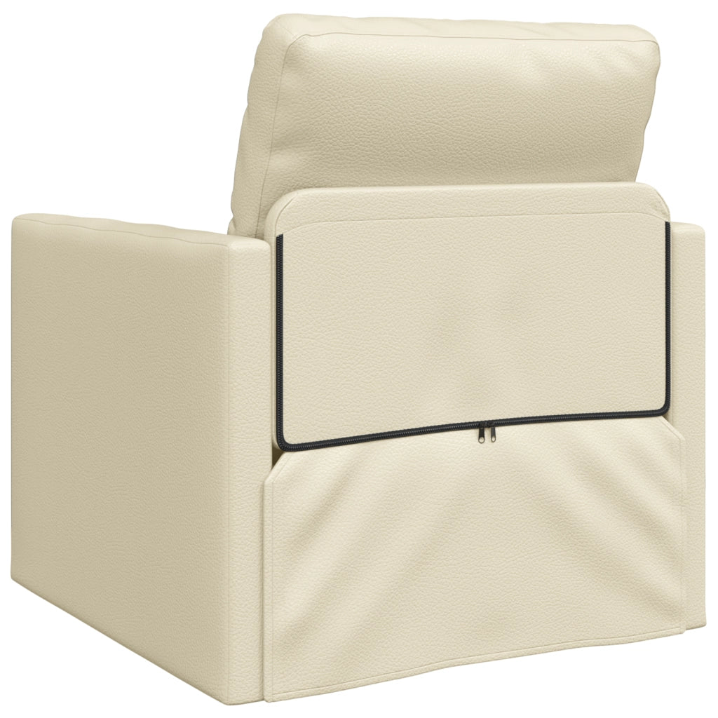 Divano Letto 2-in-1 Panna 74x77x81 cm in Pelle Sintetica