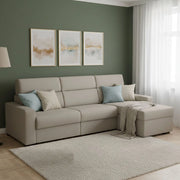 Celleno, Divano Letto con Penisola Sfoderabile Made in Italy, 280x160 cm Grigio Tortora