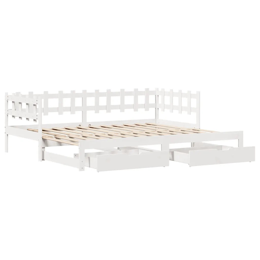 Letto Estraibile con Cassetti senza Materasso Bianco 90x190 cm