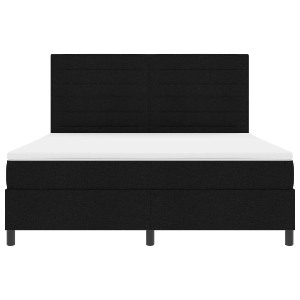 Letto Box Spring con Materasso Nero Super King Tessuto