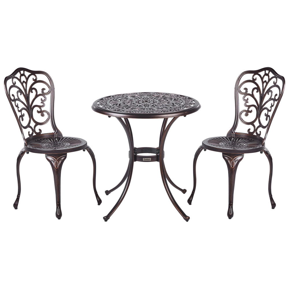 Set da giardino Bistro Tavolo e sedie in metallo marrone in stile vintage per esterni