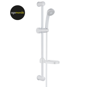Ogomondo saliscendi in abs bianco blush con doccetta e portasapone