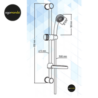 Ogomondo saliscendi in abs bianco blush con doccetta e portasapone