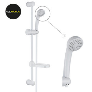 Ogomondo saliscendi in abs bianco blush con doccetta e portasapone