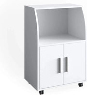 carrello cucina Elio, Bianco, 55 x 83.8 cm, con ruote e ripiano d'appoggio per microonde o dispositivi