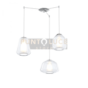 SOSPENSIONE CROMO 3 LUCI SPOSTABILE VETRI ALPHA + BETA + GAMMA TRASPARENTI 1176CR-S3 S ABG-TR