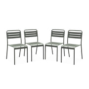 set 4 sedie da giardino bistrot in acciaio, verde kaki