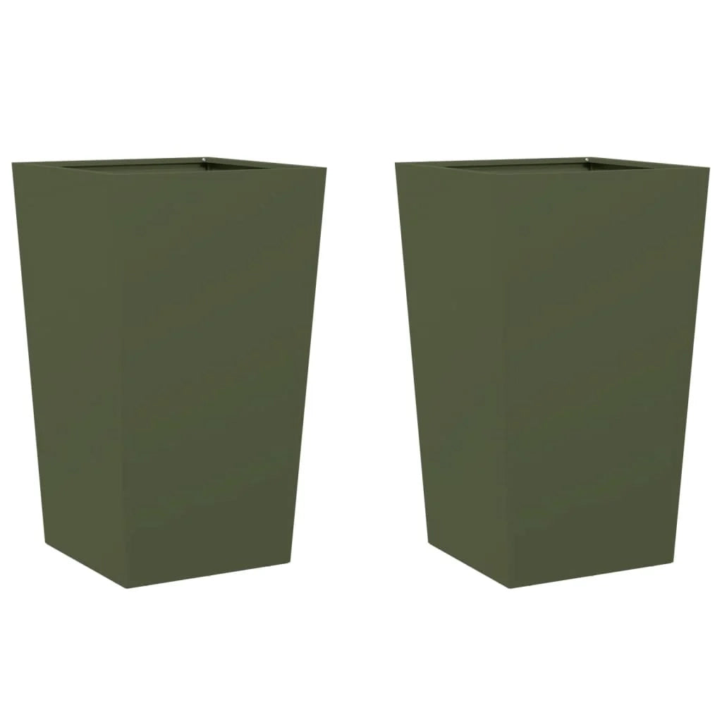 Fioriera rialzata per piante fiori giardino terrazze set da 2 verde oliva 45 x 45 x 75 cm acciaio verde 02_0039085