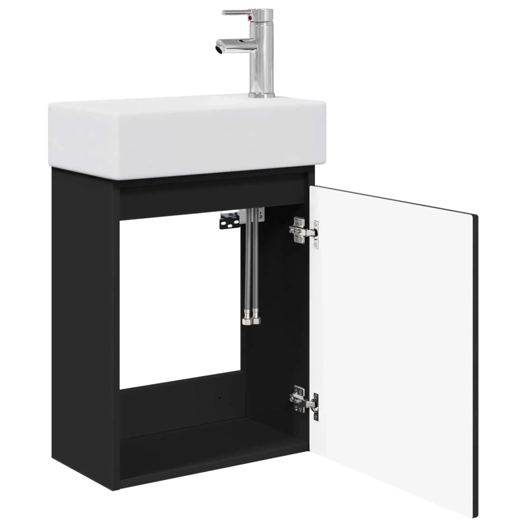 Mobile bagno con rubinetto Nero 45,5 x 25,5 x 84 cm 889492