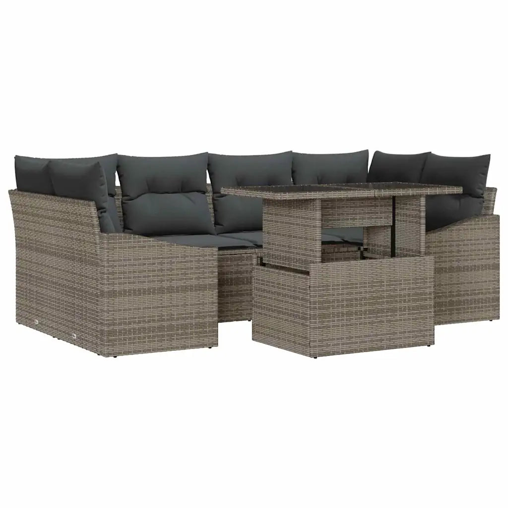 Set Divano da Giardino 7 pcs Grigio Poly Rattan 3357672