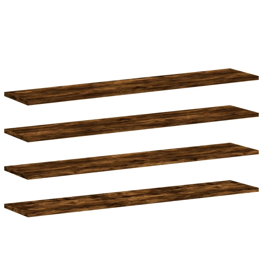 Mensole Parete 4pz Rovere Fumo 100x20x1,5 cm Legno Multistrato 838291