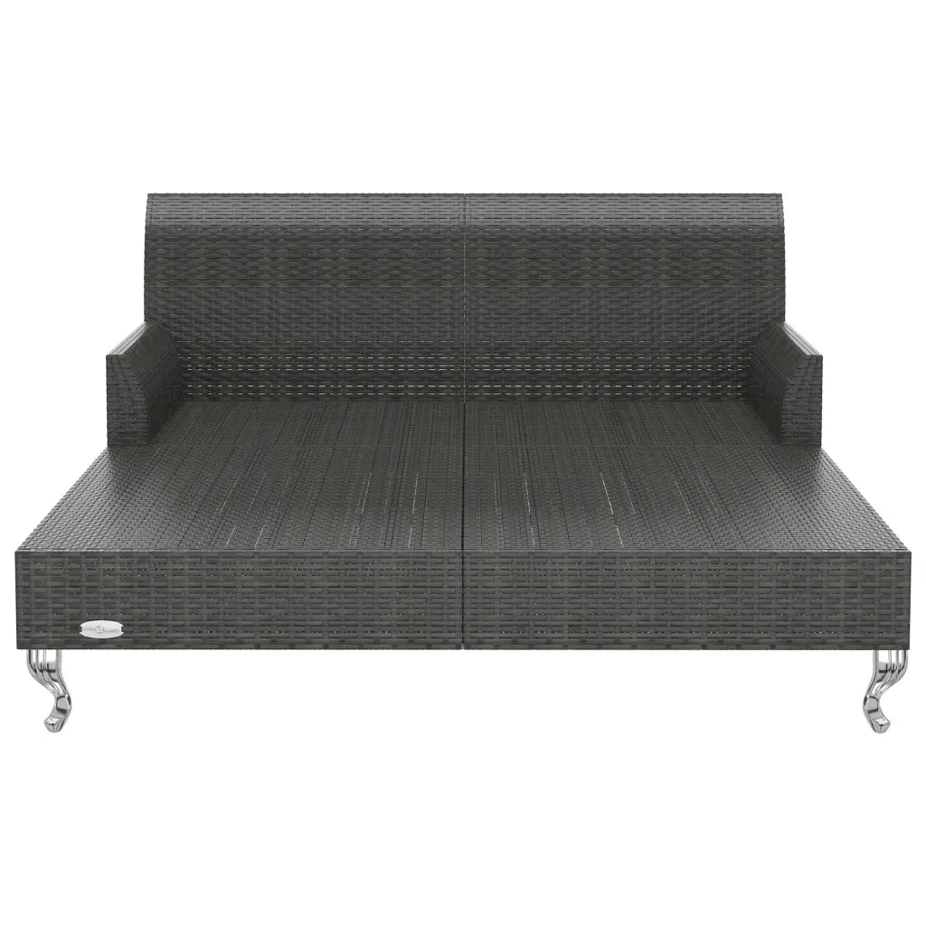 Lettino Prendisole per 2 Persone con Cuscini in Polyrattan Nero cod mxl 55524