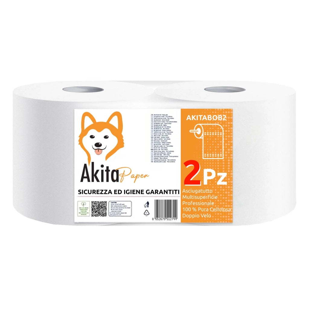 Akitaink Rotoloni Carta Asciugatutto Industriale 2 Pezzi