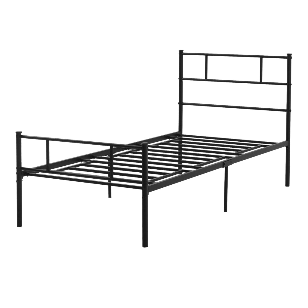 Letto Singolo in Acciaio con Testiera e Pediera ¨C Zephmum ¨C Nero 90x200