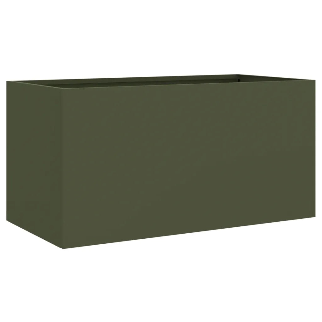 Fioriera | Cassetta per fiori | Vaso Verde Oliva 62x30x29 cm in Acciaio