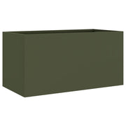 Fioriera | Cassetta per fiori | Vaso Verde Oliva 62x30x29 cm in Acciaio